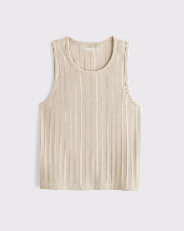 Premium Ribbed Tank, Taupe view 1