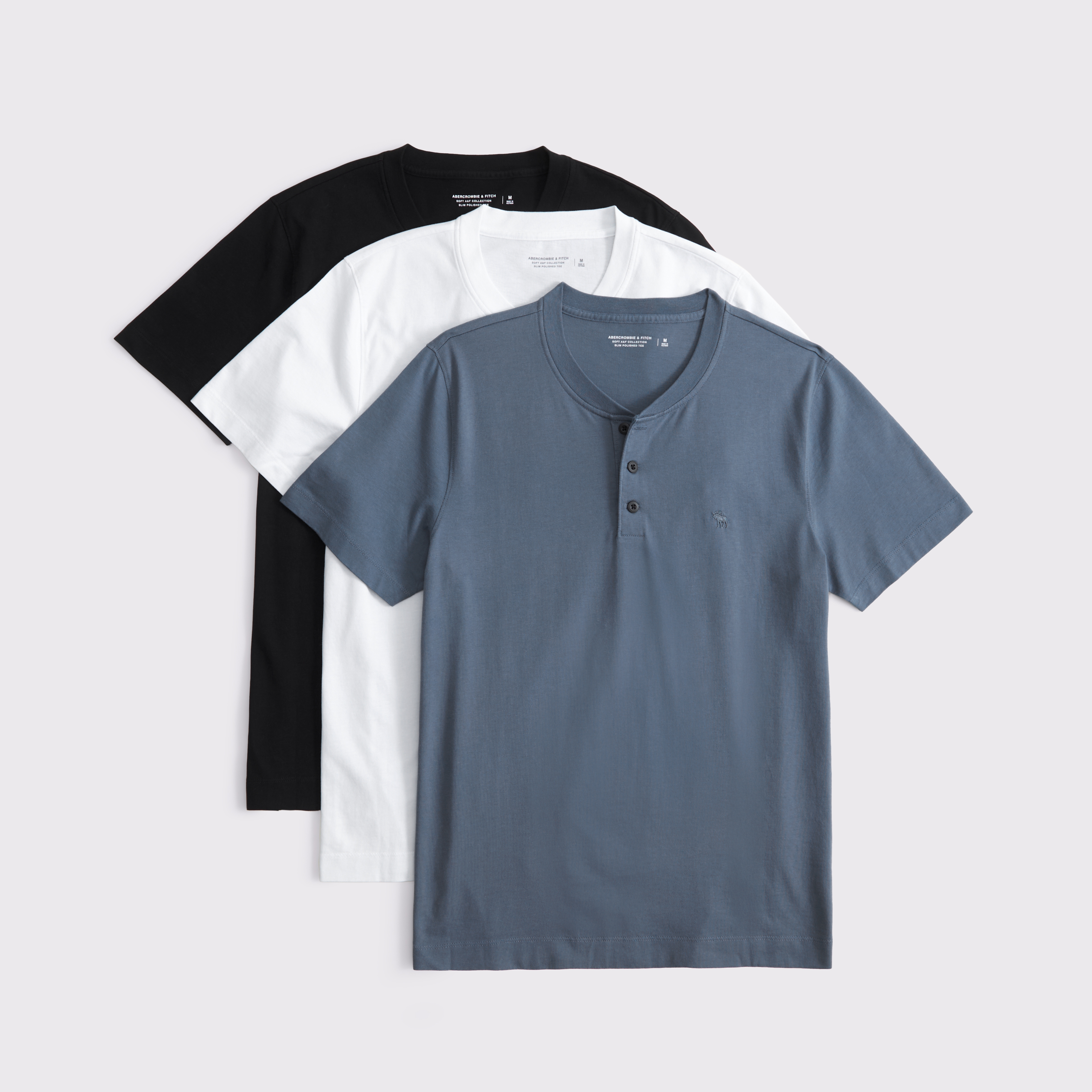 Abercrombie & Fitch 3-pack Slim Polished Icon Henley Tees In Multi