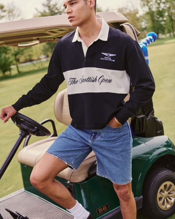 PGA Scottish Open Cropped Rugby Polo, Black view 1