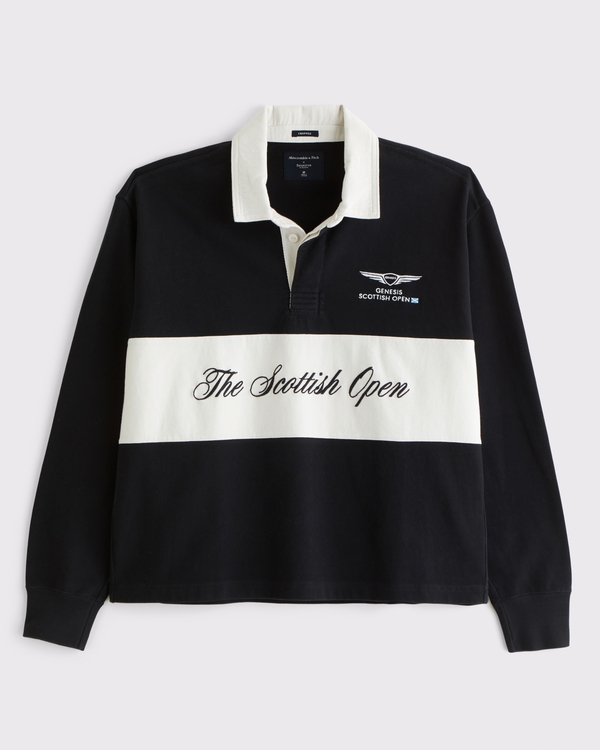 PGA Scottish Open Cropped Rugby Polo, Black view 2