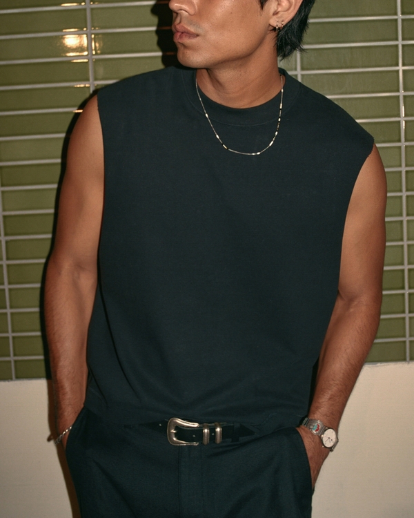 Premium Heavyweight Cropped Tank, Black view 1