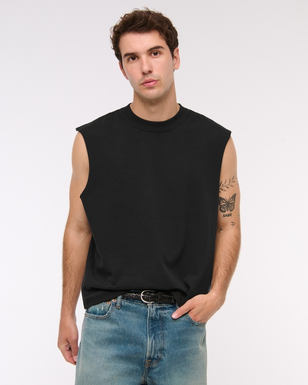 Premium Heavyweight Cropped Tank, Black view 1