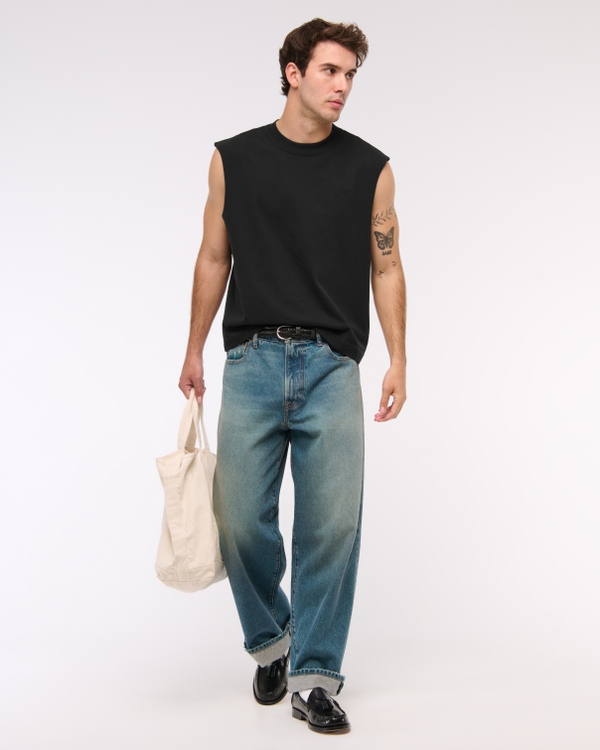 Premium Heavyweight Cropped Tank, Black view 2