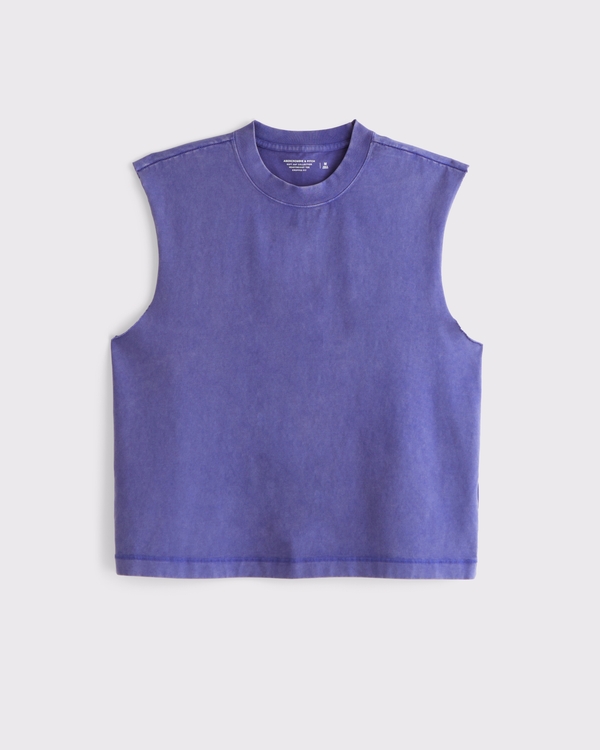 Premium Heavyweight Cropped Tank, Blue Wash view 1