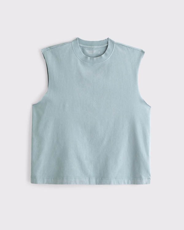 Premium Heavyweight Cropped Tank, Light Blue Wash view 1