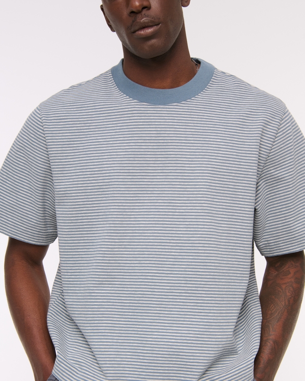 Premium Heavyweight Cropped Tee, Blue Stripe view 2