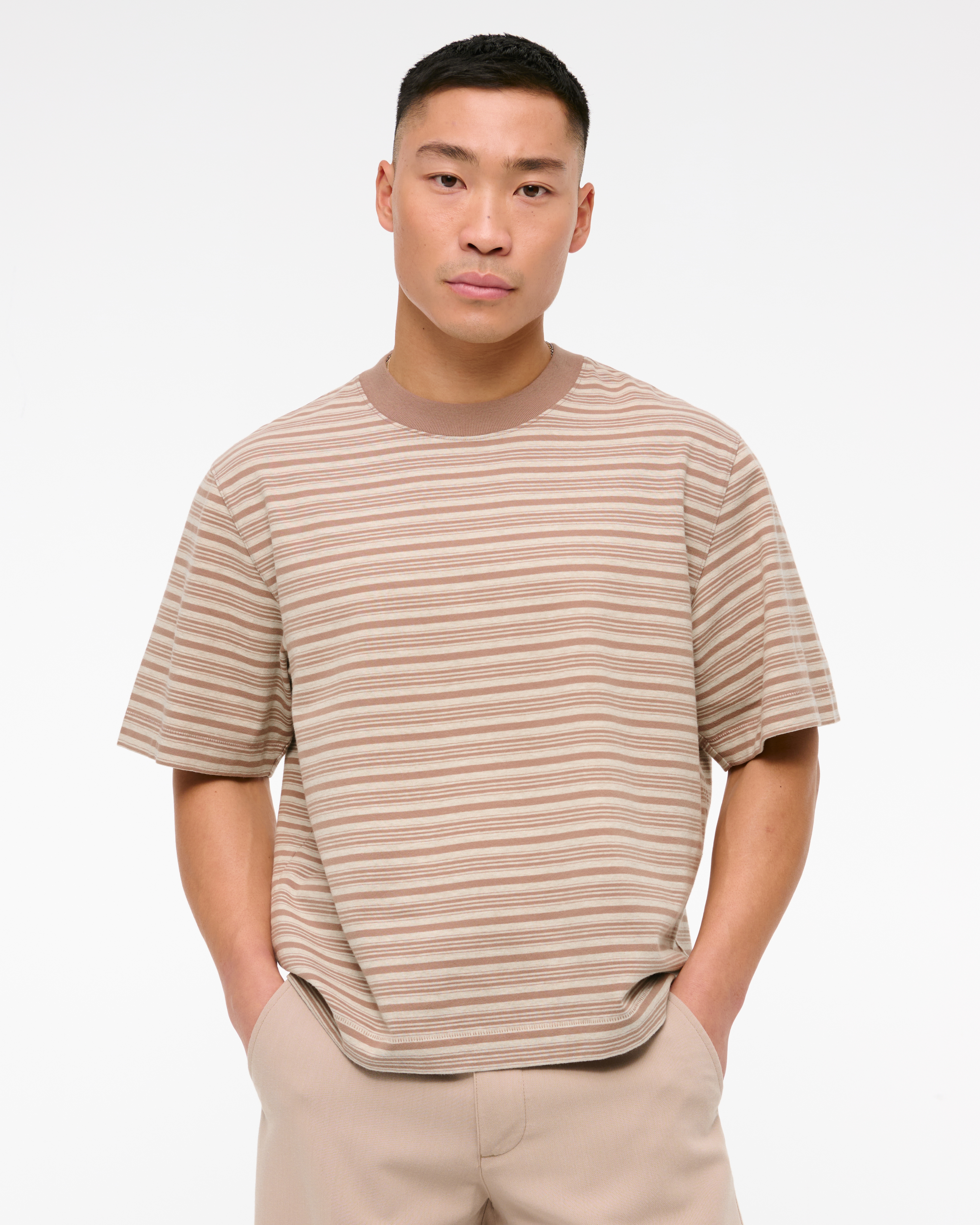 Abercrombie & Fitch Premium Heavyweight Cropped Tee In Neutral