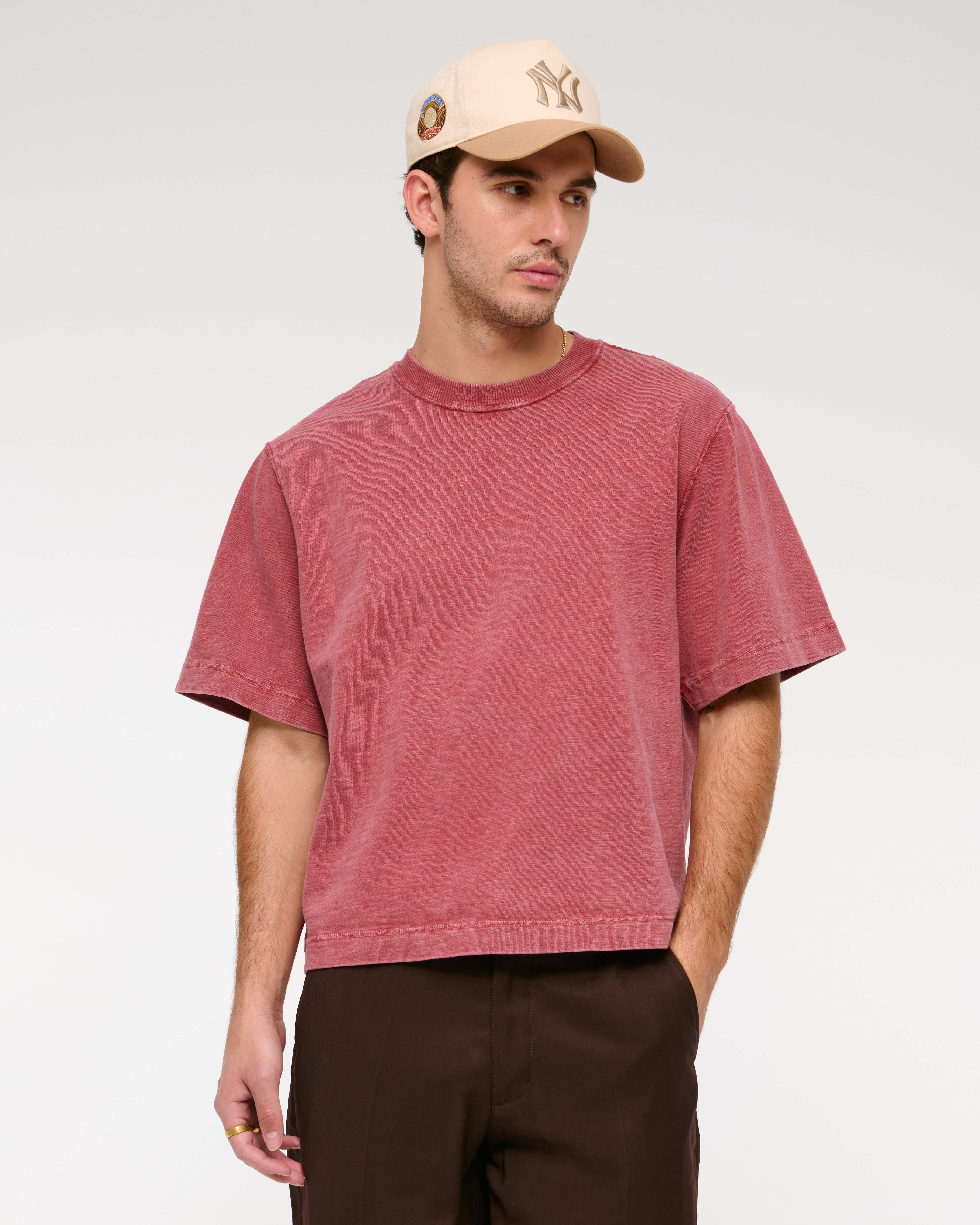 Abercrombie & Fitch Premium Heavyweight Slub Tee In Black