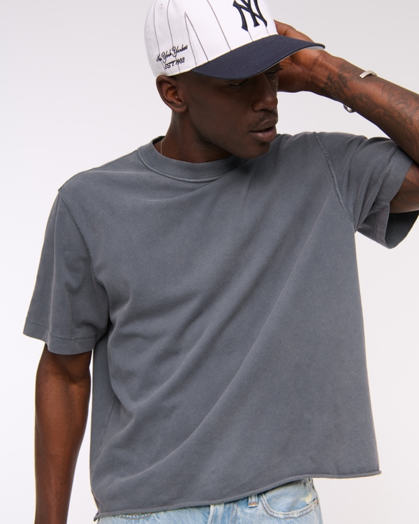 Vintage-Inspired Cropped Tee, Navy Wash view 1