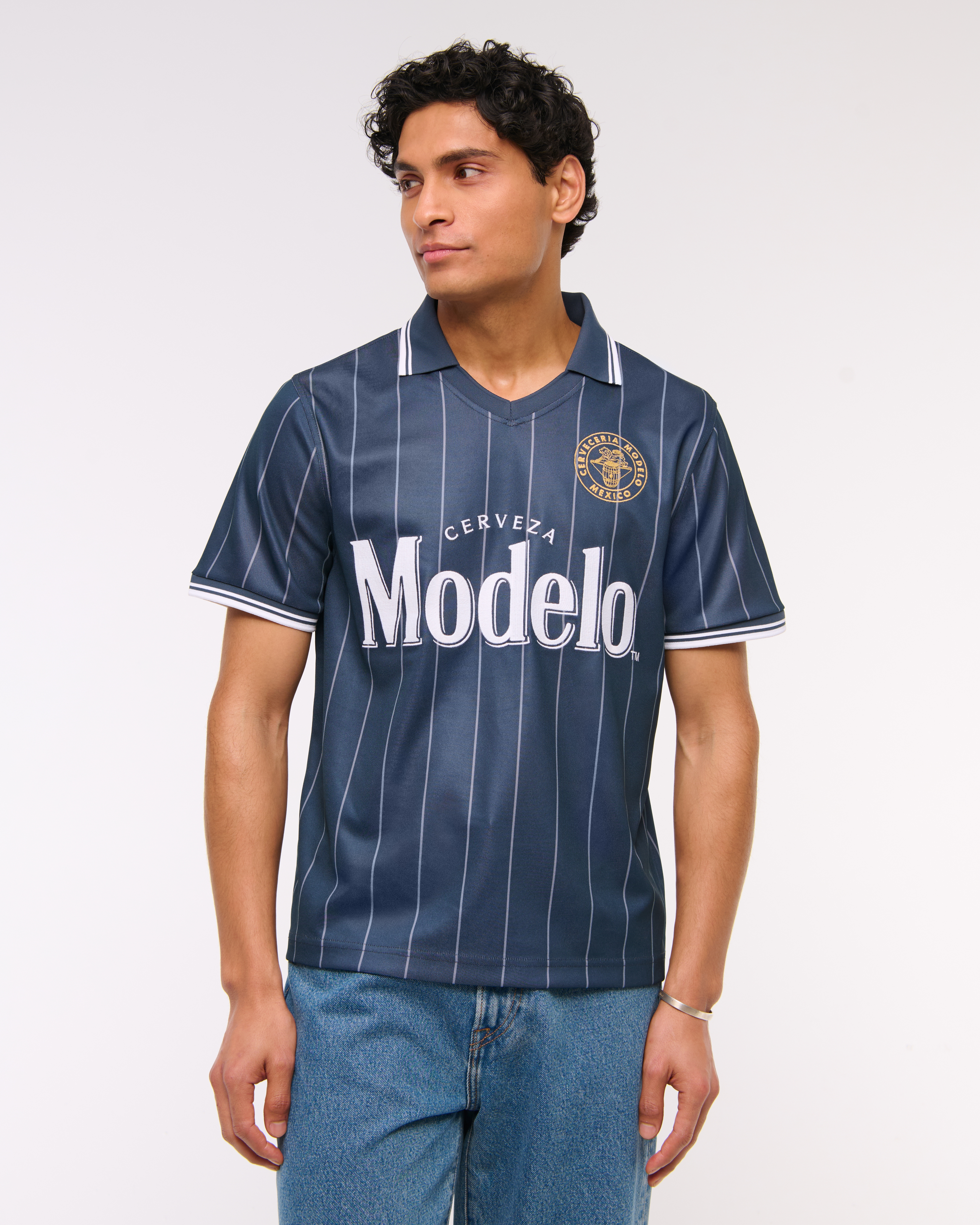 Abercrombie & Fitch Modelo Soccer Jersey-inspired Polo In Blue