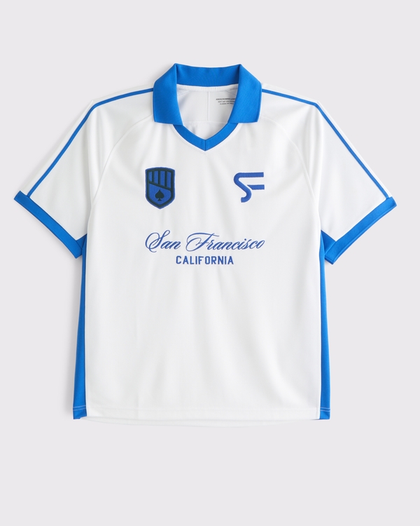 足球服風格的 Polo 衫, 白色 view 1