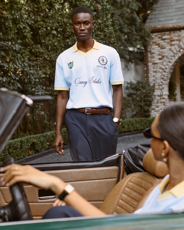 Vol. 28 Danzy Soccer Jersey-Inspired Polo, Light Blue Pattern view 1