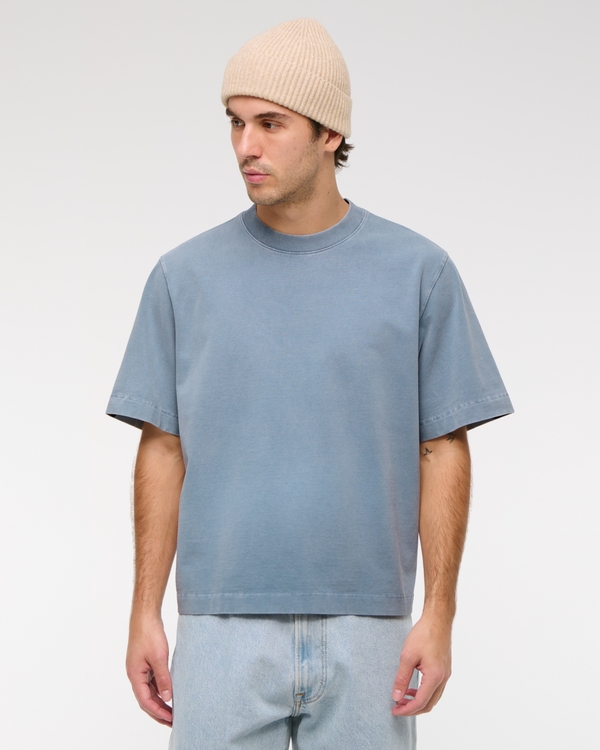 Premium Heavyweight Cropped Tee, Light Blue Wash view 1