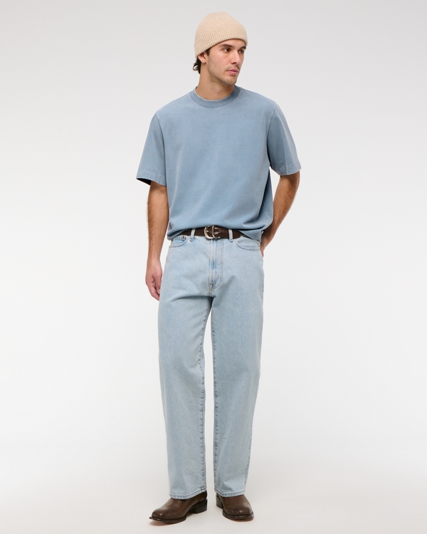 Premium Heavyweight Cropped Tee, Light Blue Wash view 2