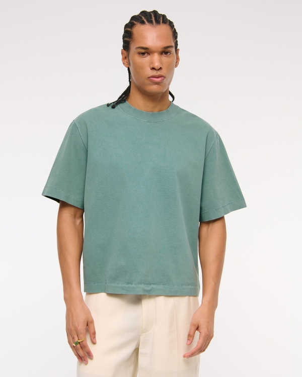 Premium Heavyweight Cropped Tee, Blue Spruce Wash view 1