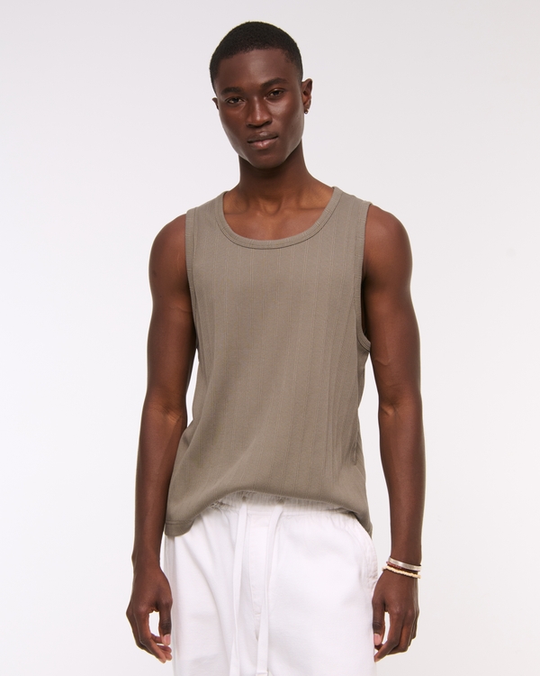 Premium Ribbed Tank, Dusty Olive view 1