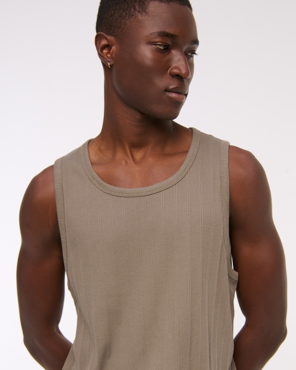 Premium Ribbed Tank, Dusty Olive view 2