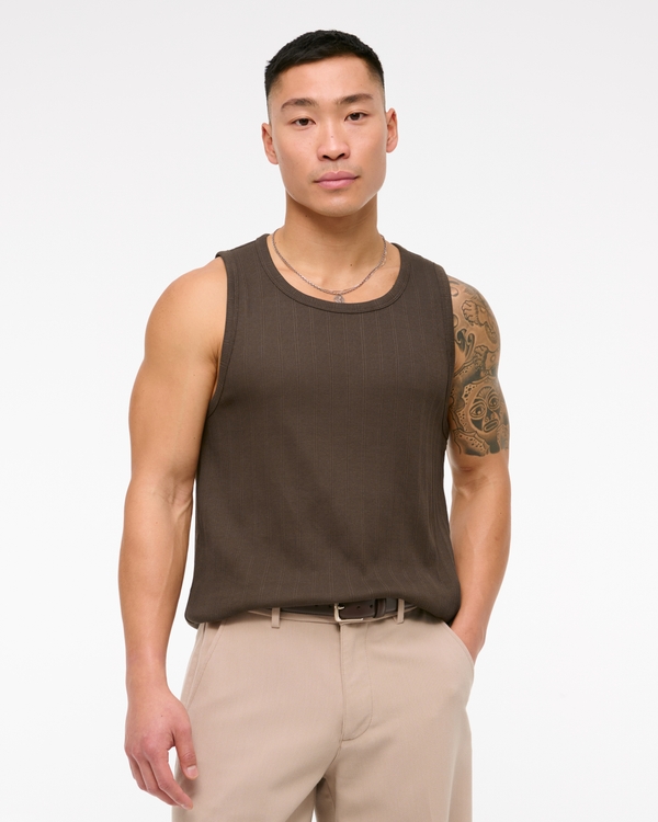 Premium Ribbed Tank, Brown view 1