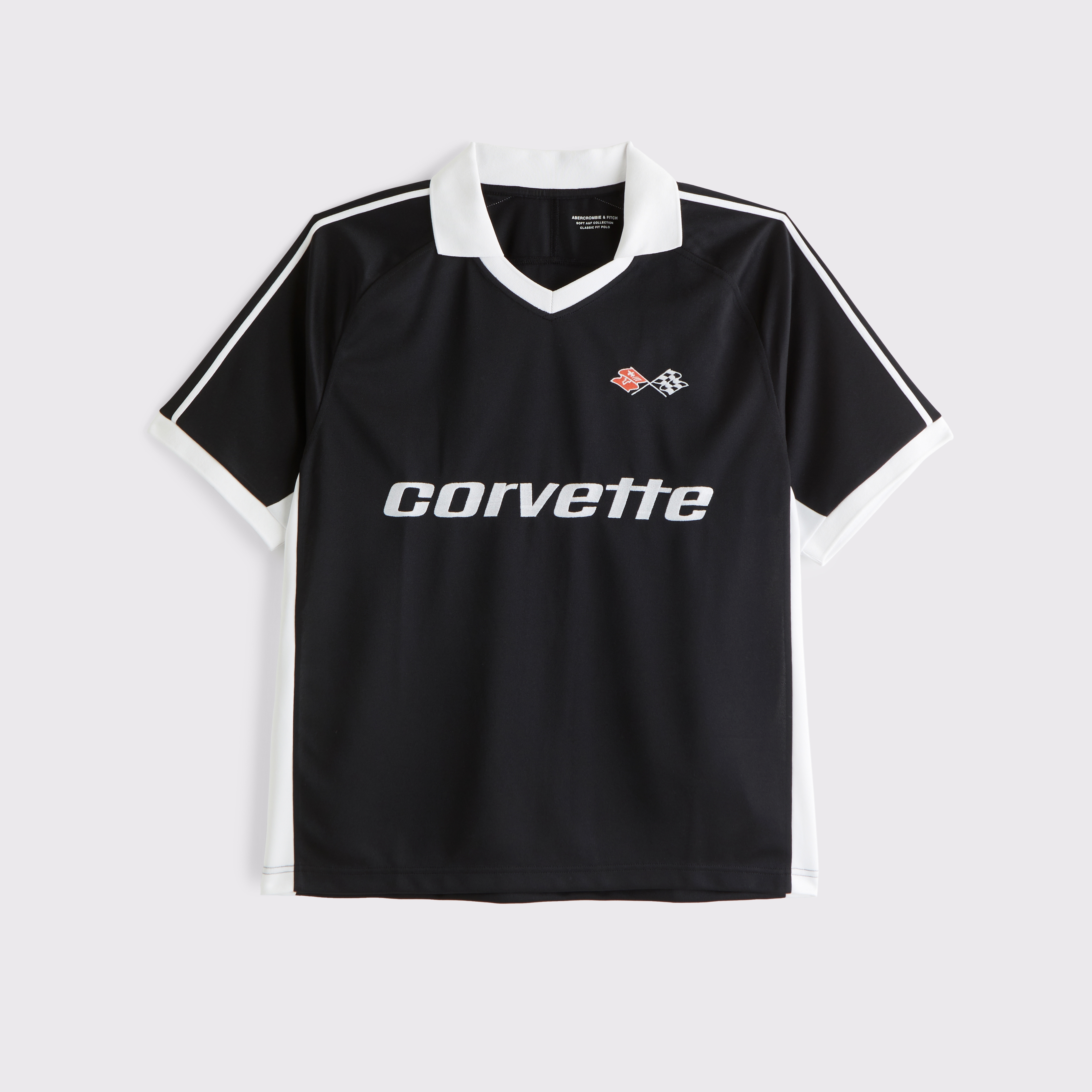 Abercrombie & Fitch Corvette Soccer Jersey-inspired Polo In Black