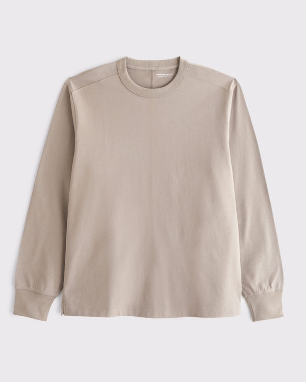 Long-Sleeve Premium Heavyweight Tee, Light Brown view 1