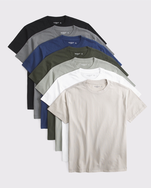 7-Pack Relaxed Essential Tees, Cream Multipack view 1