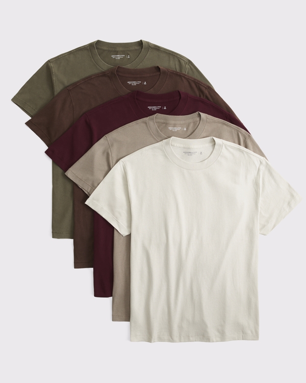 5-Pack Relaxed Essential Tees, Beige Multipack view 1
