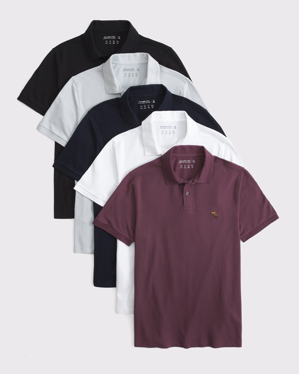 5-Pack Signature Icon Don't Sweat It Polos, Burgundy Multipack view 1