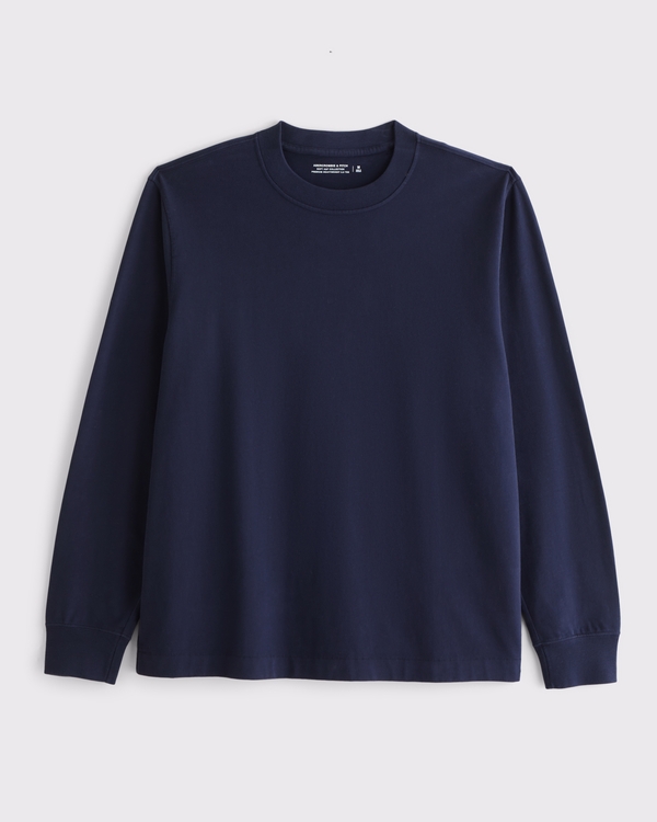 Long-Sleeve Premium Heavyweight 2.0 Tee, Deep Navy view 1