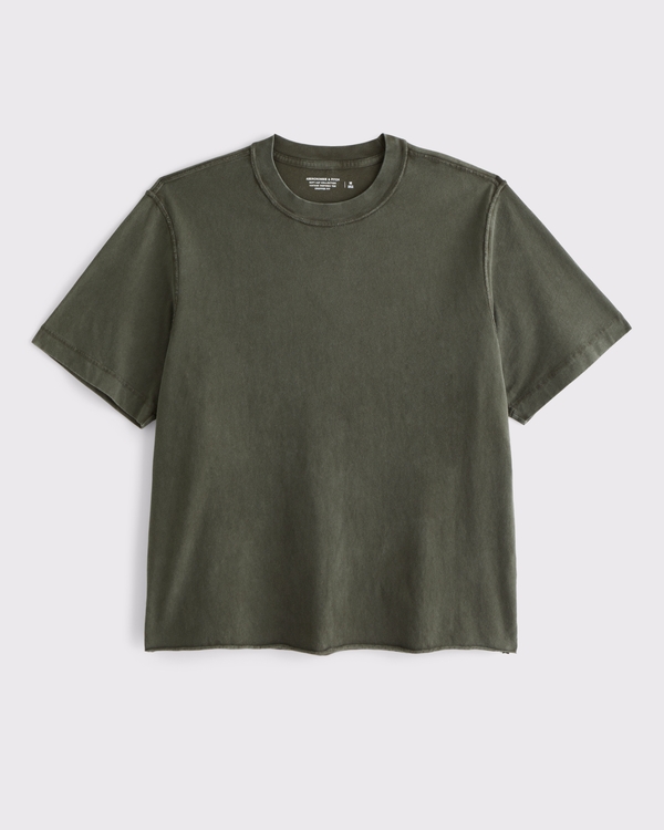 Vintage-Inspired Cropped Tee, Dark Green view 1
