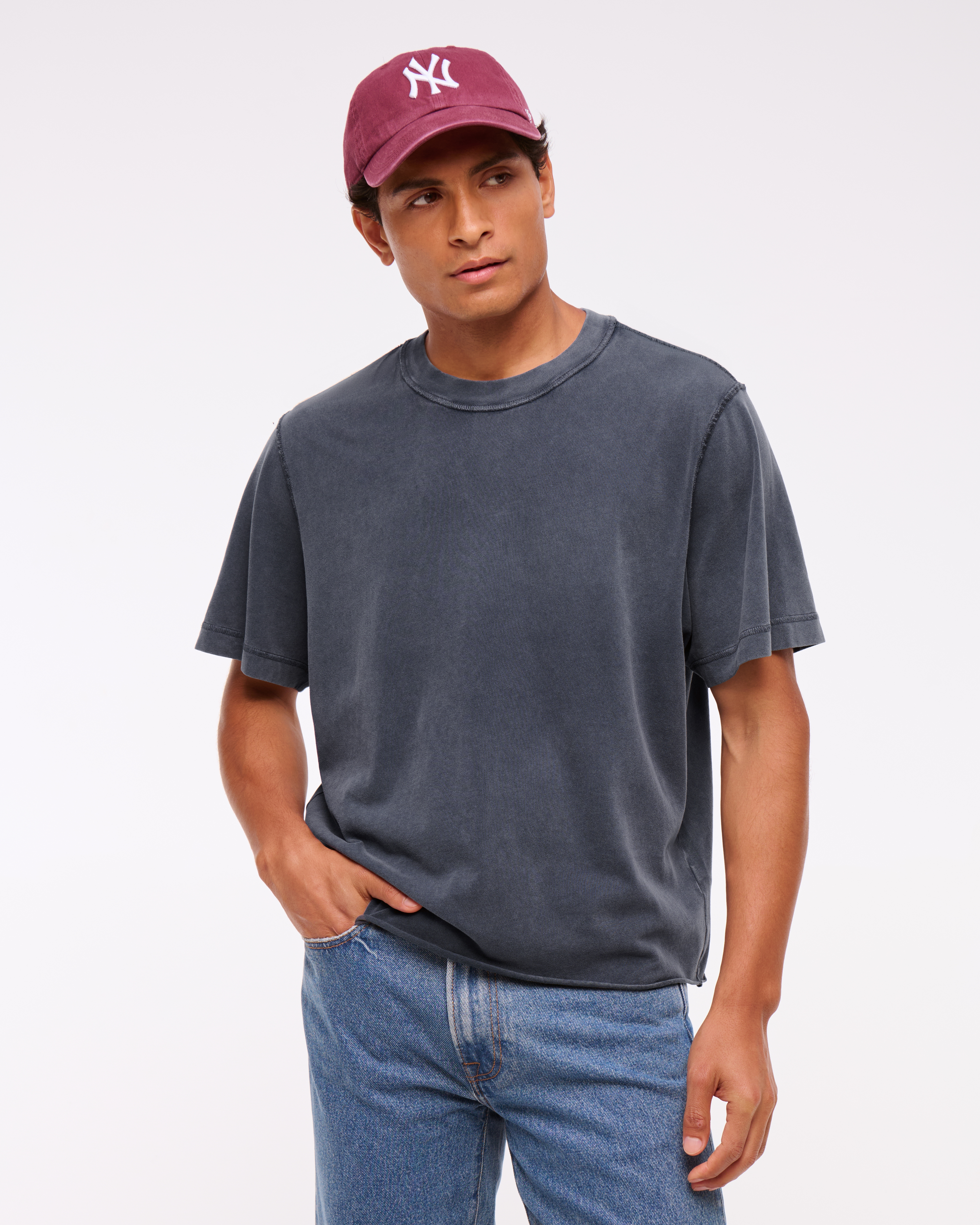 Abercrombie & Fitch Vintage-inspired Cropped Tee In Gray