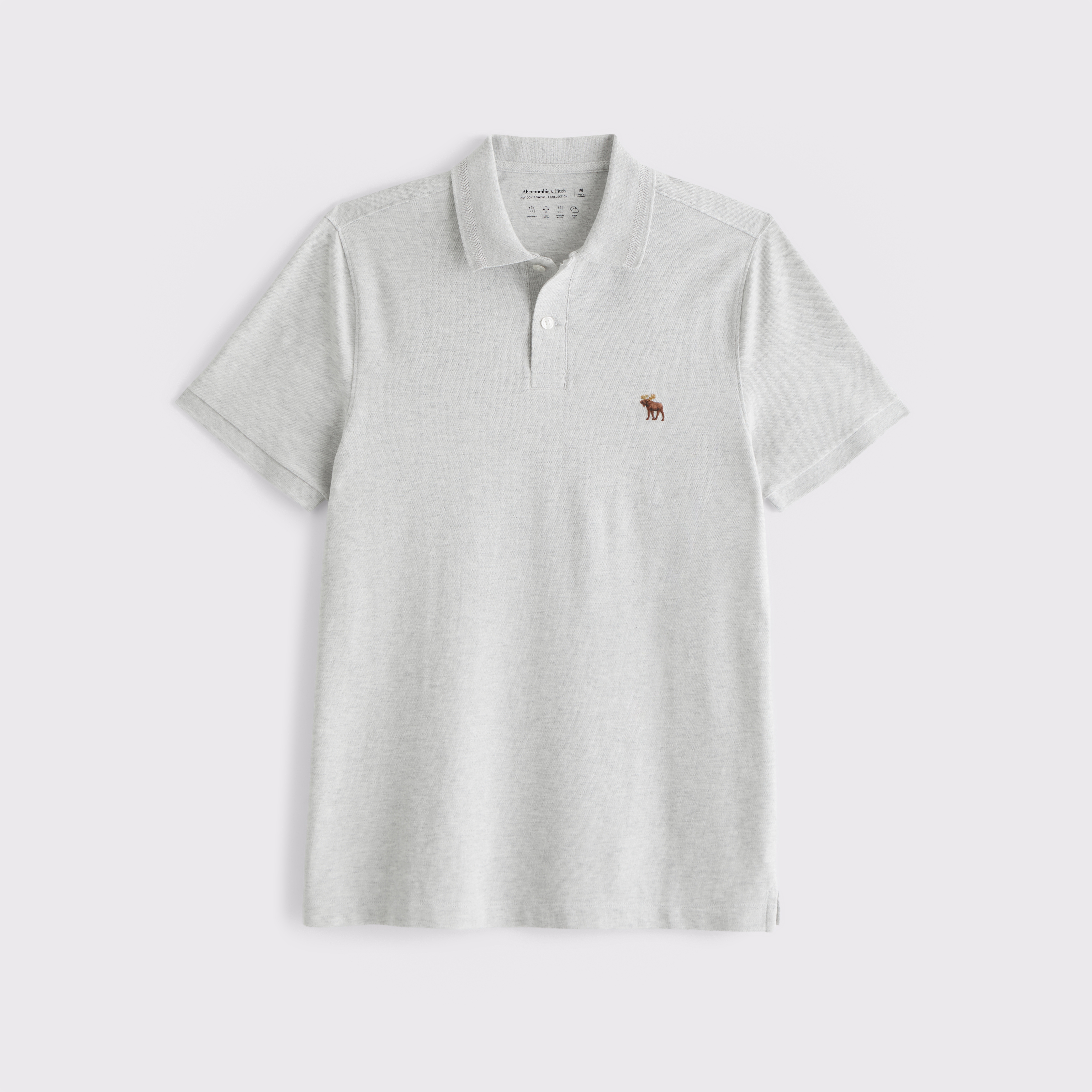 Abercrombie & Fitch Signature Icon Don't Sweat It Polo In Gray
