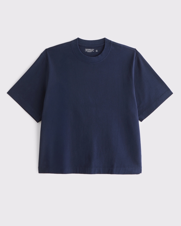 Premium Heavyweight Cropped Tee, Deep Blue view 1