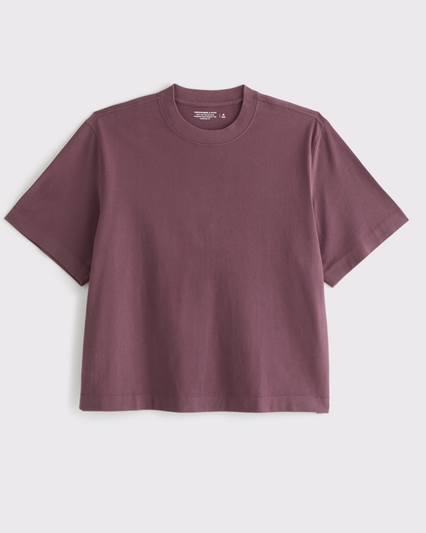 Premium Heavyweight Cropped Tee, Eggplant view 1