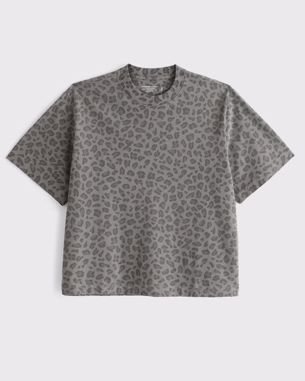 Premium Heavyweight Cropped Tee, Gray Pattern view 1