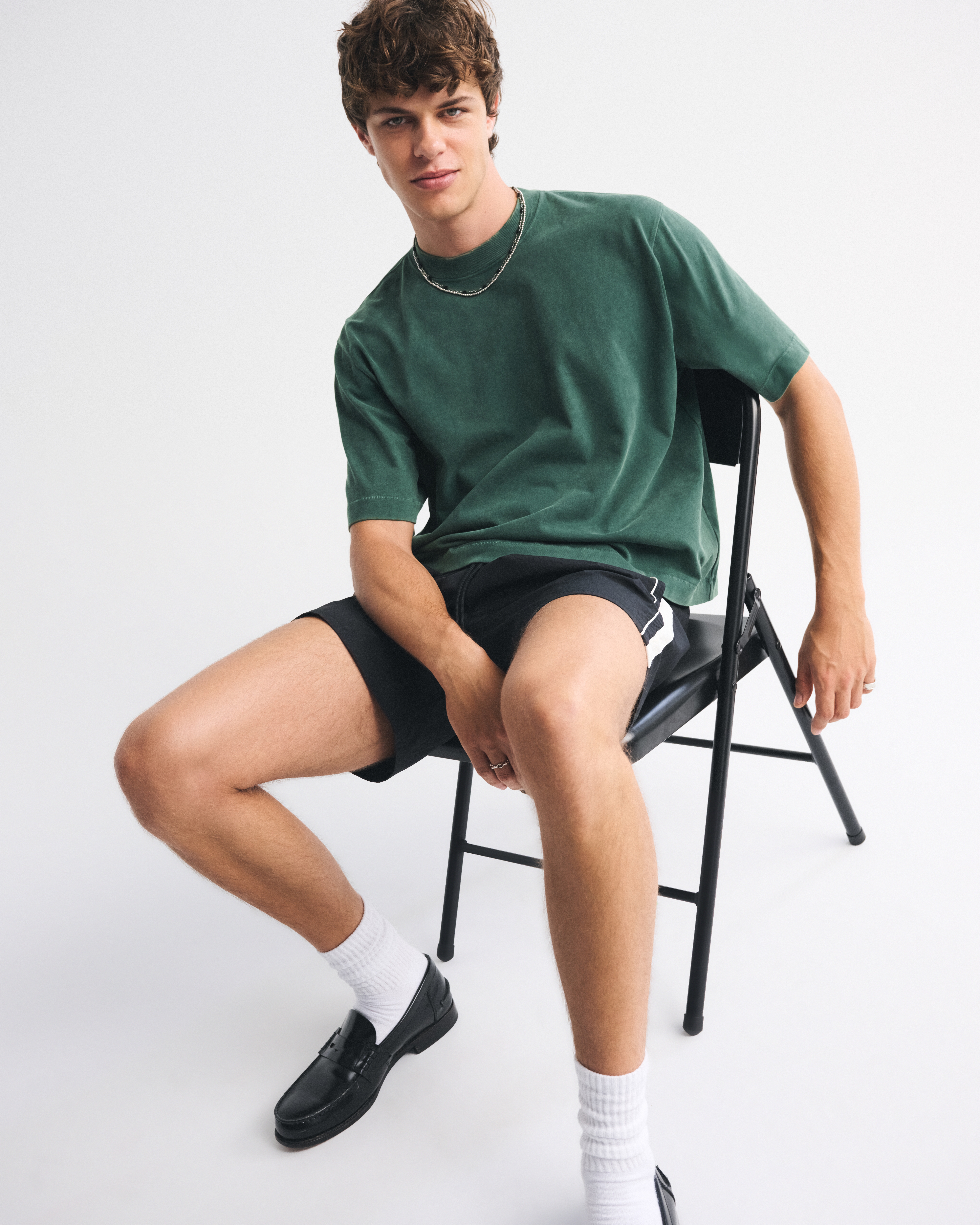 Abercrombie & Fitch Premium Heavyweight Cropped Tee In Gray