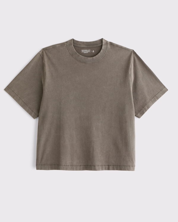 Premium Heavyweight Cropped Tee, Olive Brown view 1