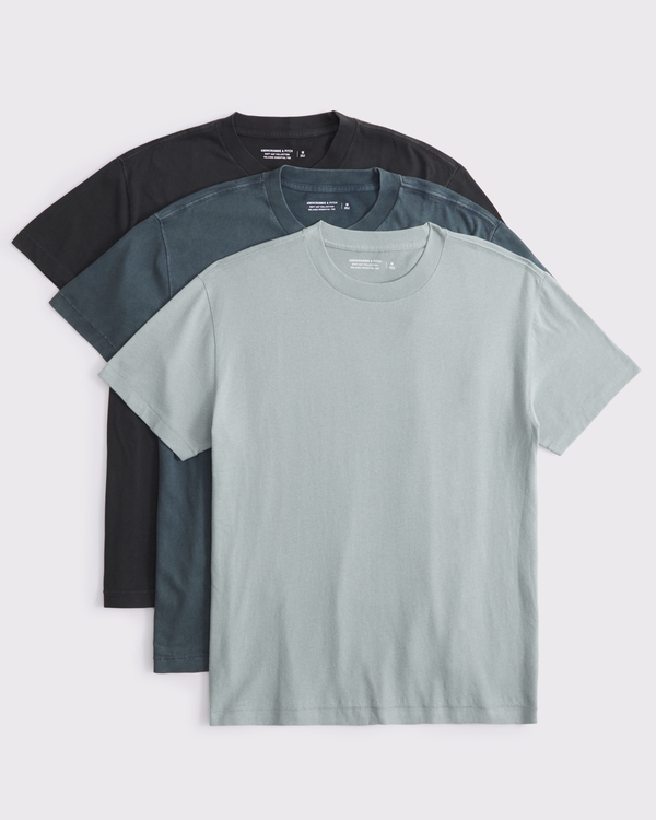 3-Pack Relaxed Essential Tees, Teal Multicolor view 1