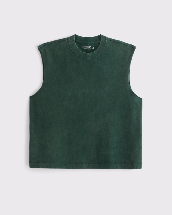 Premium Heavyweight Cropped Tank, Dark Forest Wash view 1