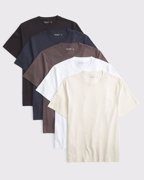 5-Pack Classic Polished Tees, Cream Multipack view 1