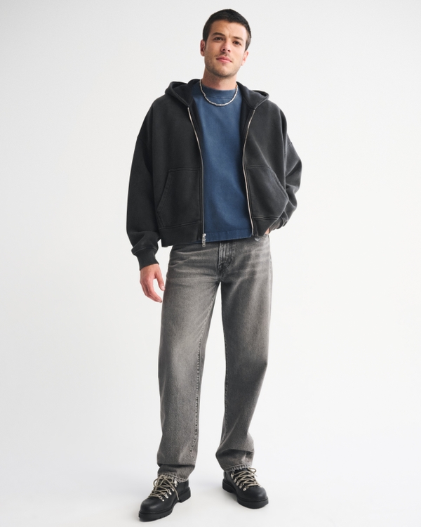 Premium Heavyweight Cropped Tee, Dusty Teal Wash view 2