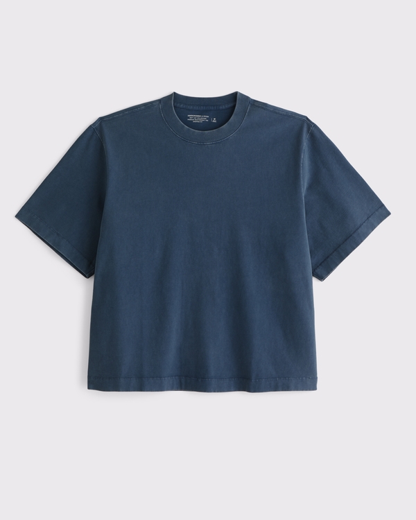 Premium Heavyweight Cropped Tee, Dusty Teal Wash view 1