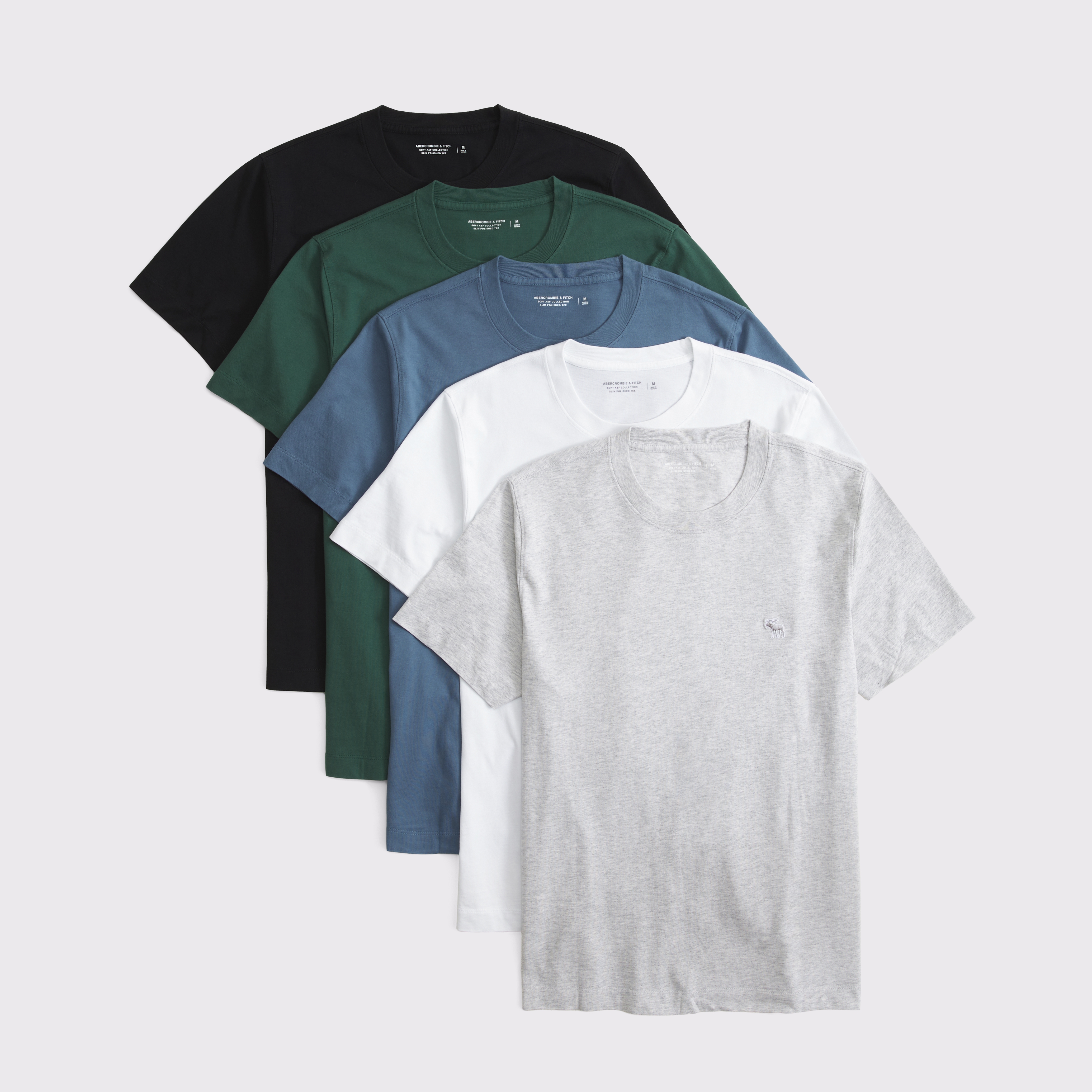 Abercrombie & Fitch 5-pack Slim Polished Icon Tees In Multi