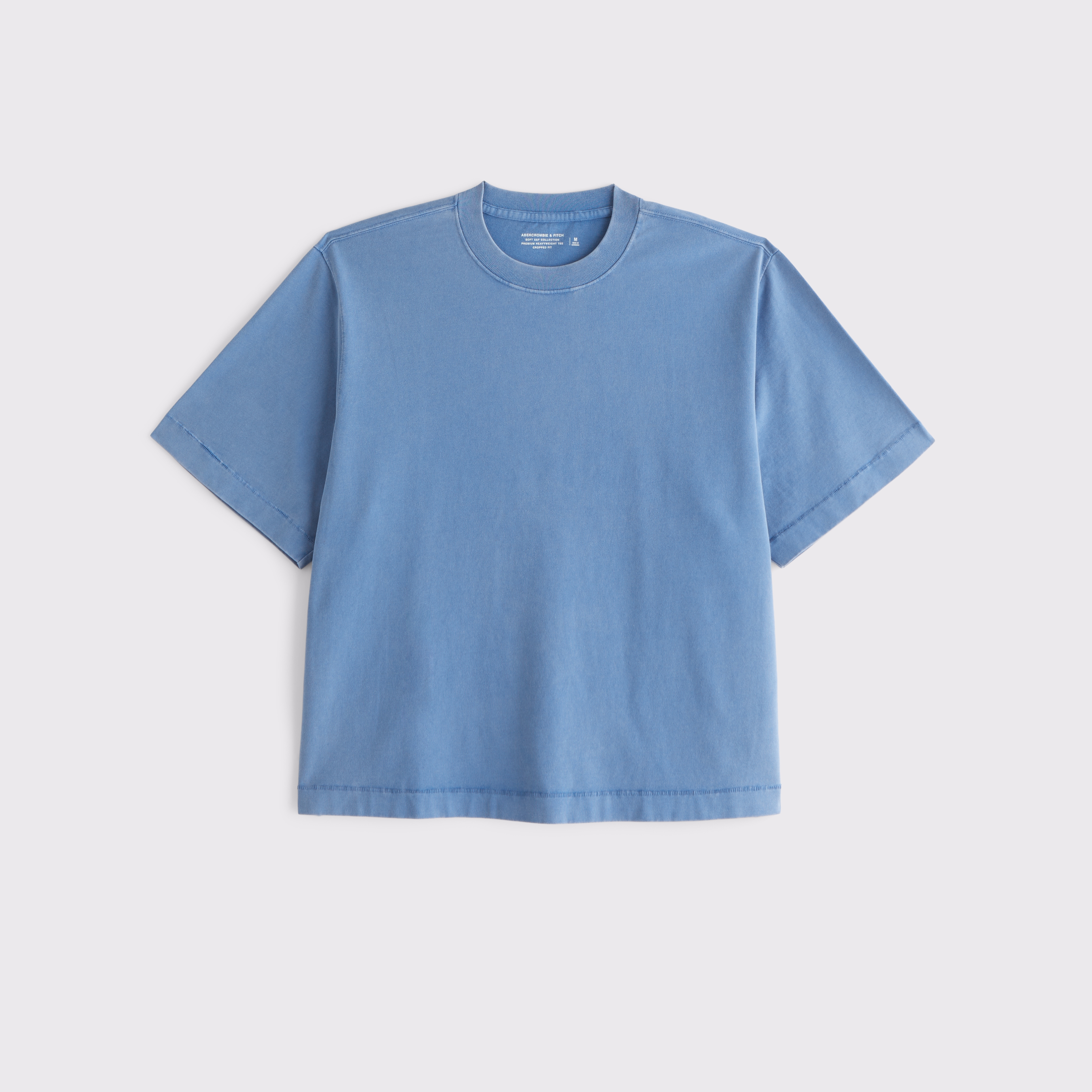 Abercrombie & Fitch Premium Heavyweight Cropped Tee In Blue