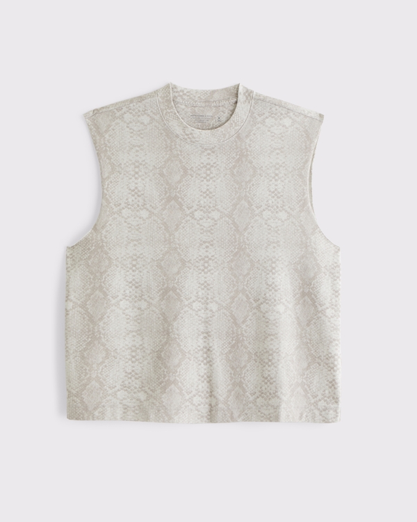 Premium Heavyweight Cropped Tank, Cream Pattern view 1