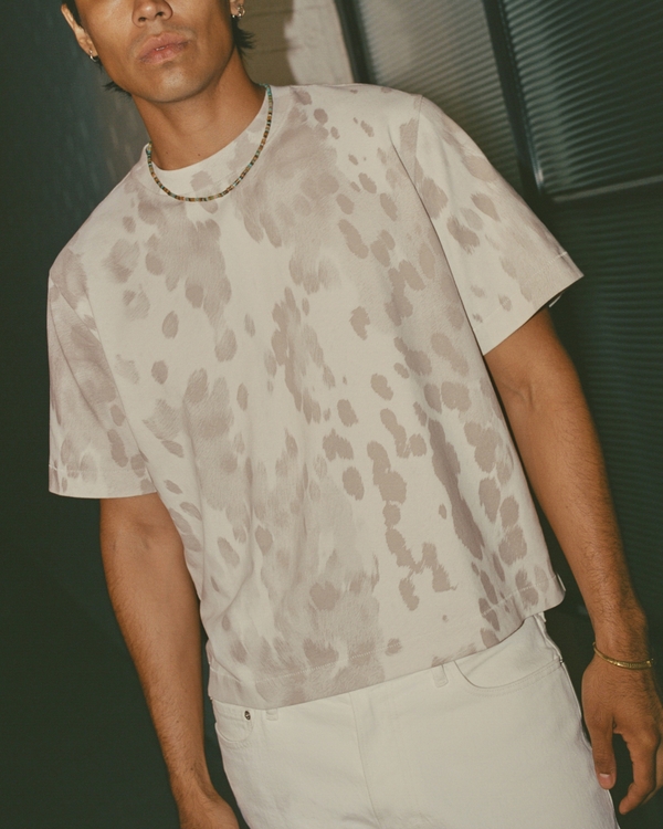 Premium Heavyweight Cropped Tee, Feather Gray Pattern view 1