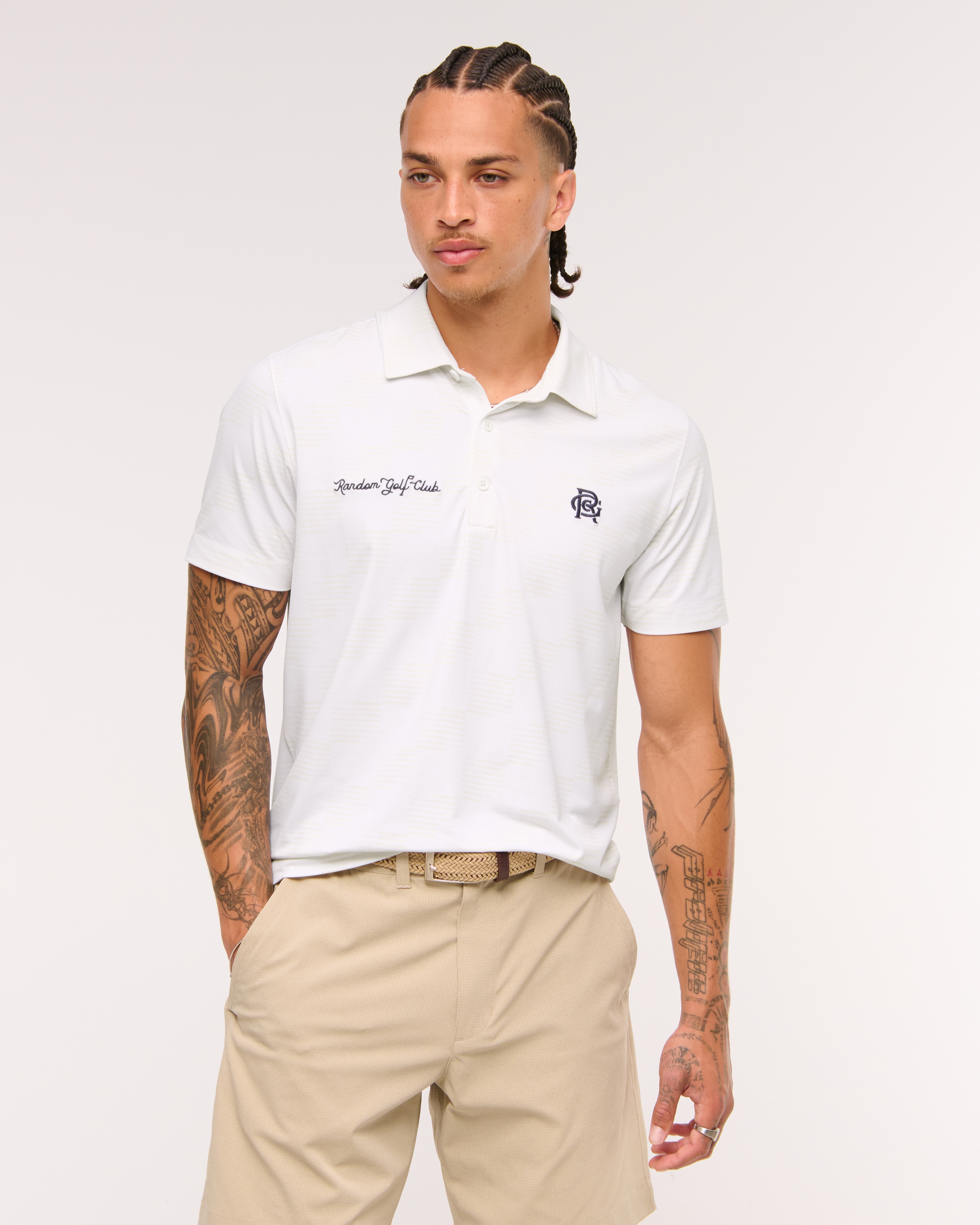 Abercrombie & Fitch Random Golf Club Performance Polo In White