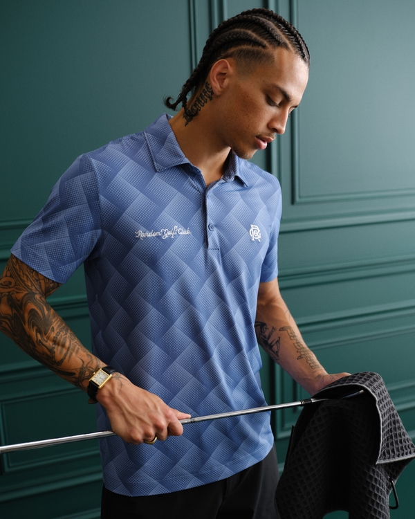Random Golf Club Performance Polo, Cloudy Blue Pattern view 1