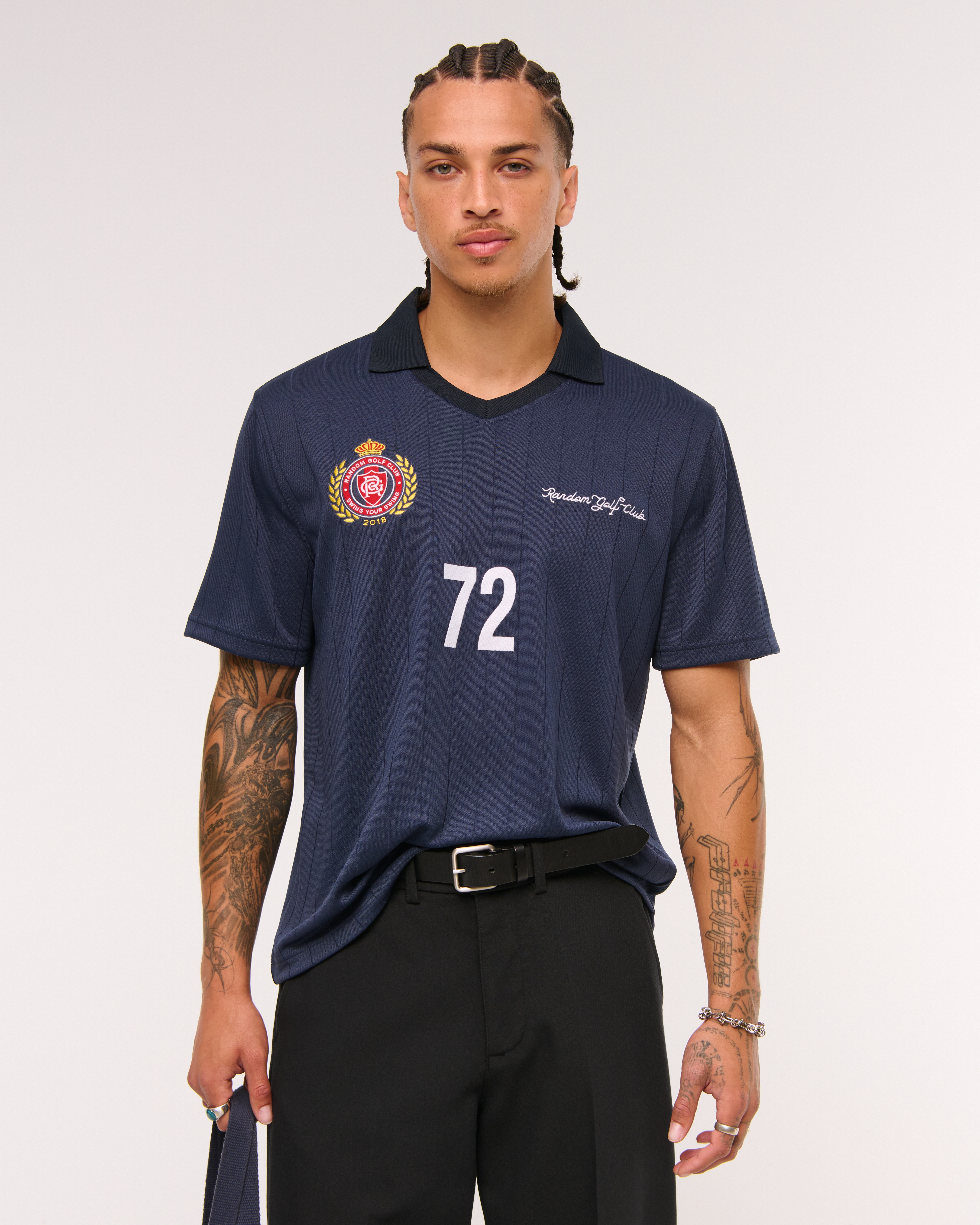 Abercrombie & Fitch Random Golf Club Soccer Jersey-inspired Polo In Blue