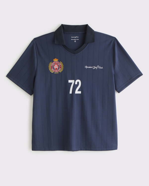 Random Golf Club Soccer Jersey-Inspired Polo, Dark Indigo Pattern view 1