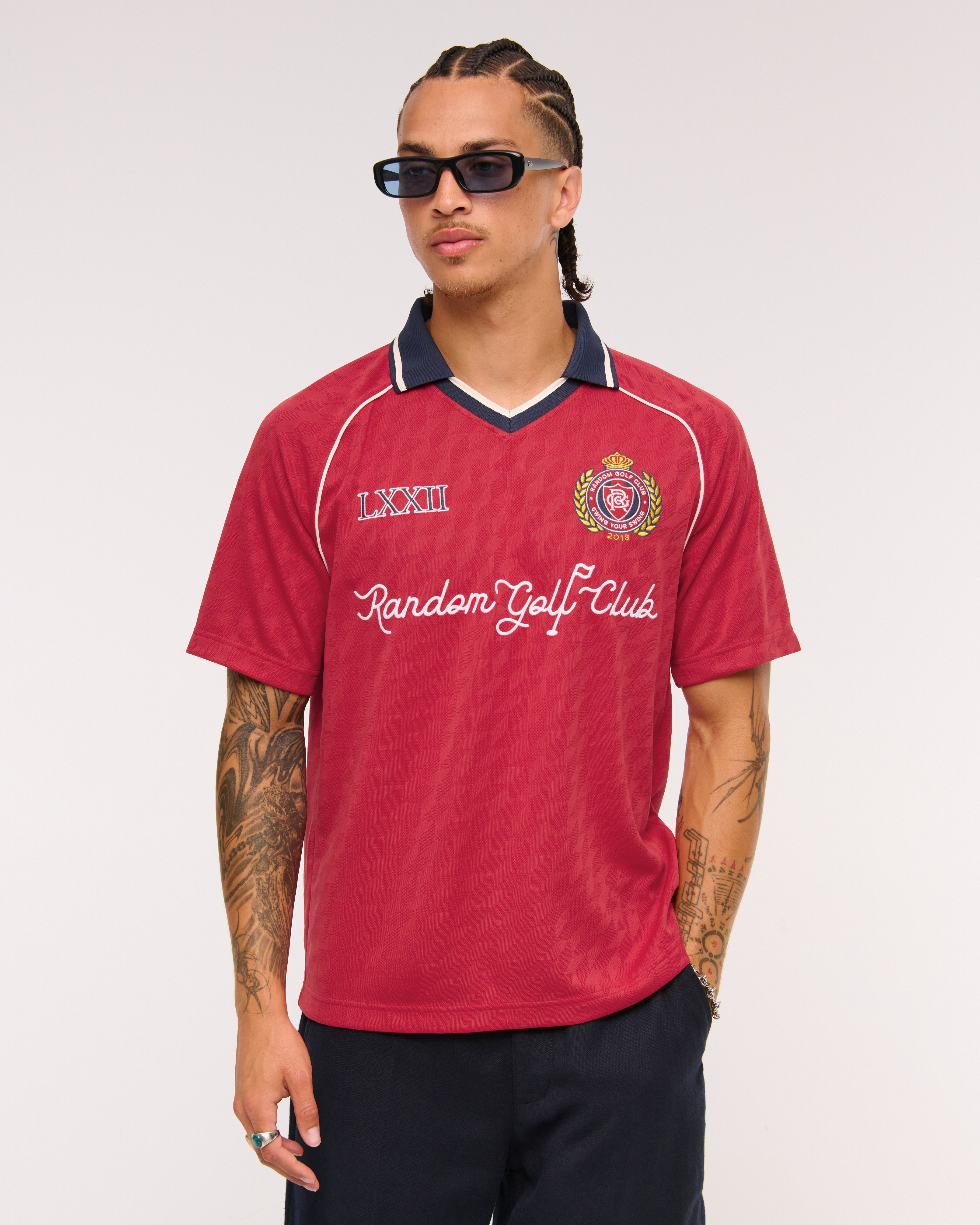 Abercrombie & Fitch Random Golf Club Soccer Jersey-inspired Polo In Red